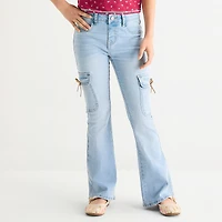 Vanilla Star Big Kid Girls Bow Cargo Flare Leg Jean