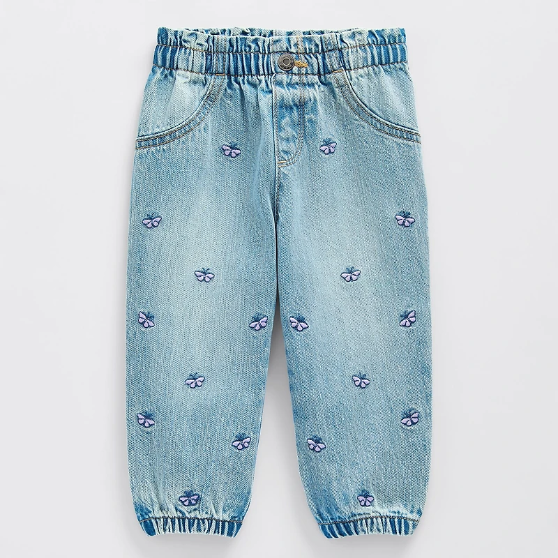 Okie Dokie Baby Girls Adjustable Waist Jogger Denim Jean