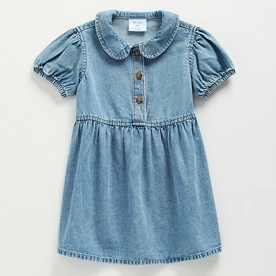 Okie Dokie Toddler & Little Girls Short Sleeve Puffed A-Line Dress