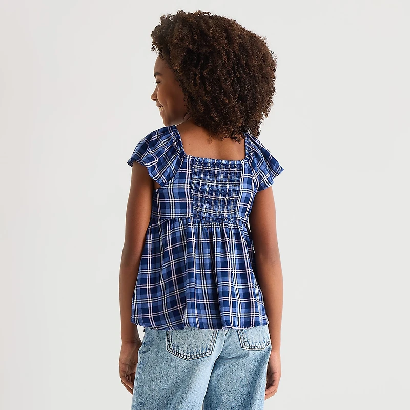 Thereabouts Little & Big Kid Girls V Neck Sleeveless Blouse
