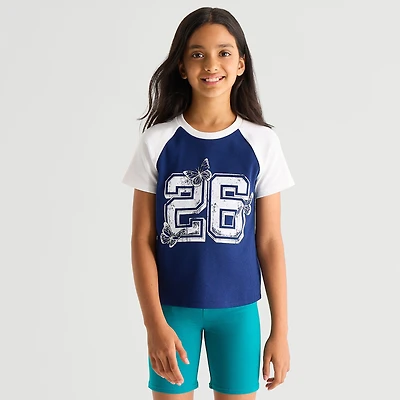 Thereabouts Little & Big Kid Girls Round Neck Short Sleeve T-Shirt