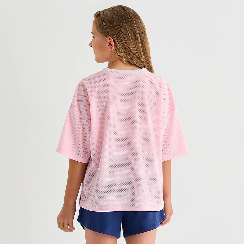 Thereabouts Little & Big Kid Girls V Neck Short Sleeve Oversized Graphic T-Shirt