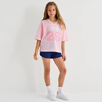 Thereabouts Little & Big Kid Girls V Neck Short Sleeve Oversized Graphic T-Shirt