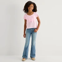 Thereabouts Little & Big Kid Girls Scallop Neck Short Sleeve Pullover Sweater