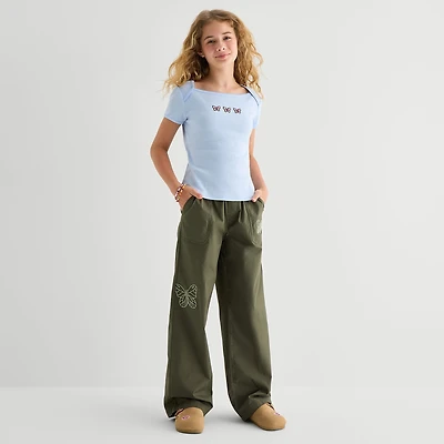 Thereabouts Little & Big Kid Girls STRETCH FABRIC Mid Rise Straight Cargo Pant