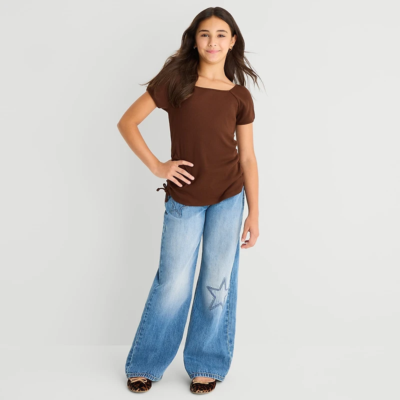 Thereabouts Little & Big Kid Girls Adjustable Waist Low Rise Baggy Fit Jean