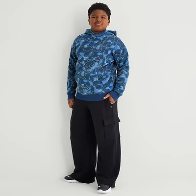 Xersion Little & Big Kid Boys Mid Rise Wide Leg Active Fleece Cargo Pant