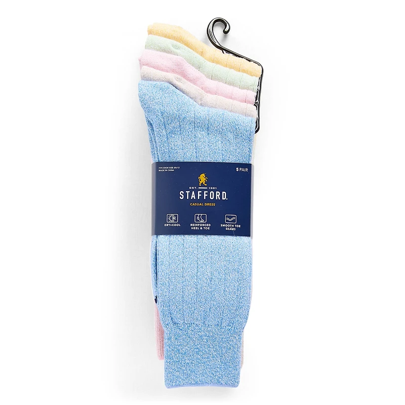 Stafford Casual Dress Cotton Mens 5 Pair Crew Socks