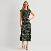 Black Label by Evan-Picone Womens Cowl Neck Short Sleeve Blouse