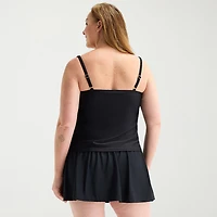 Liz Claiborne Womens Striped Plus Tankini Swimsuit Top