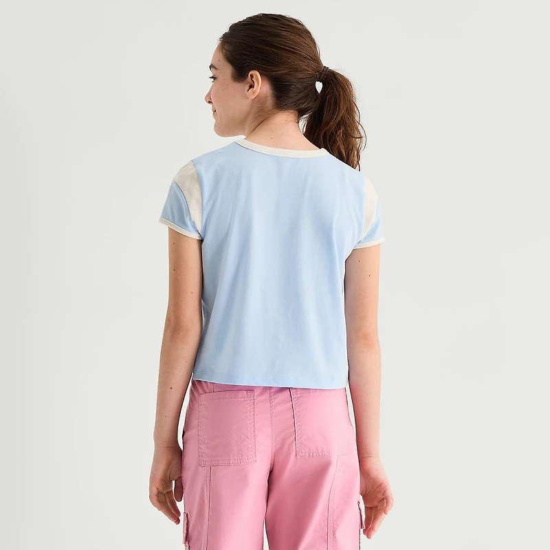 Thereabouts Little & Big Kid Girls Crew Neck Short Sleeve Regular Fit Graphic T-Shirt