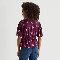 Thereabouts Little & Big Kid Girls V Neck Short Sleeve Blouse