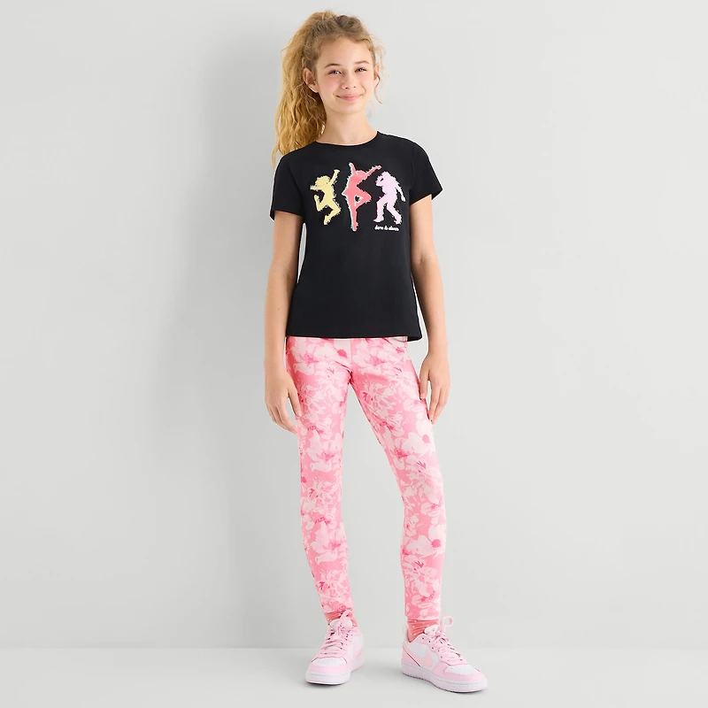 Xersion Little & Big Kid Girls Crew Neck Short Sleeve Regular Fit Graphic T-Shirt