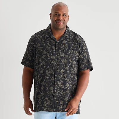 mutual weave Mens Short Sleeve Big and Tall Camp Shirt