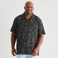 mutual weave Mens Short Sleeve Big and Tall Camp Shirt