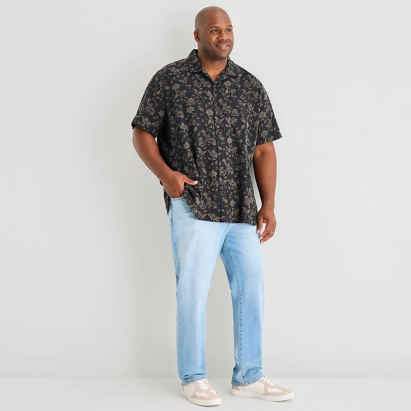 mutual weave Mens Short Sleeve Big and Tall Camp Shirt