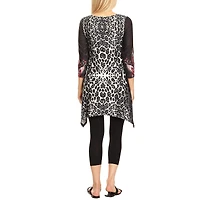 White Mark Womens Round Neck 3/4 Sleeve Tunic Top
