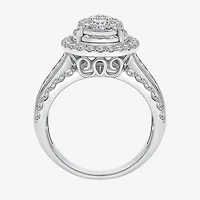 (I / I1) Womens 2 CT. T.W. Lab Grown White Diamond 10K Gold Pear Side Stone Engagement Ring