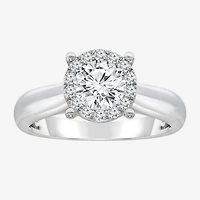 (I / I1) Womens 1 1/2 CT. T.W. Lab Grown White Diamond 10K Gold Round Halo Engagement Ring