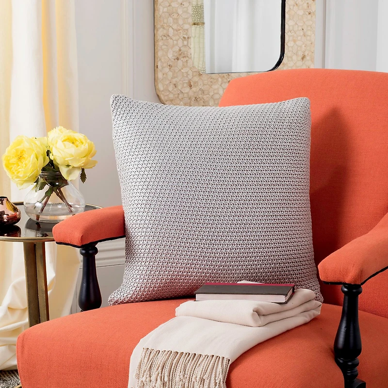 Safavieh Tickled Grey Knit Square Throw Pillow