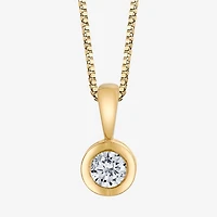Womens 1/10 CT. Natural White Diamond 14K Gold Round 18 Inch Pendant Necklace