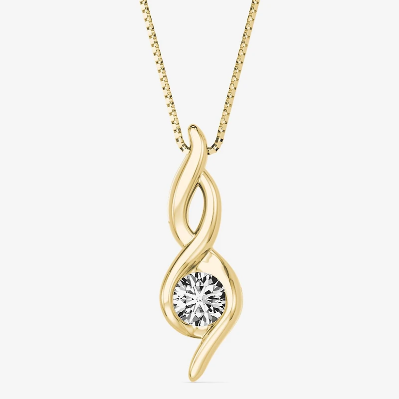 Womens 1/8 CT. Natural White Diamond 14K Gold 18 Inch Pendant Necklace