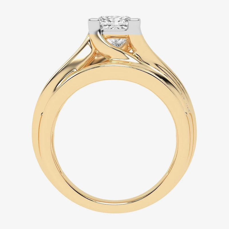 (G-H / Vs2-Si1) Womens 3 CT. T.W. Lab Grown White Diamond 10K Gold Side Stone Bypass Engagement Ring