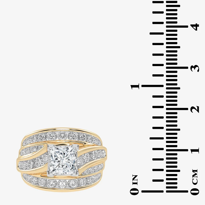 (G-H / Vs2-Si1) Womens 3 CT. T.W. Lab Grown White Diamond 10K Gold Side Stone Bypass Engagement Ring