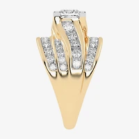 (G-H / Vs2-Si1) Womens 3 CT. T.W. Lab Grown White Diamond 10K Gold Side Stone Bypass  Engagement Ring