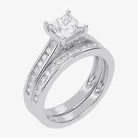 (G / Vs2-Si1) Womens 1 1/2 CT. T.W. Lab Grown White Diamond 10K Gold Side Stone Bridal Set