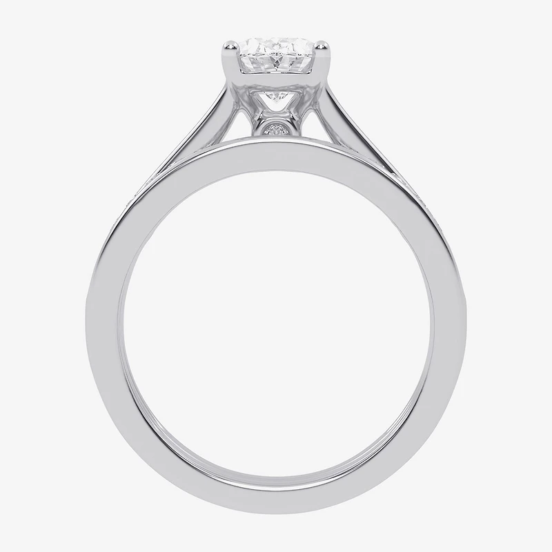(G / Vs2-Si1) Womens 1 1/2 CT. T.W. Lab Grown White Diamond 10K Gold Oval Side Stone Bridal Set