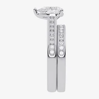 (G / Vs2-Si1) Womens 1 1/2 CT. T.W. Lab Grown White Diamond 10K Gold Pear Side Stone Bridal Set
