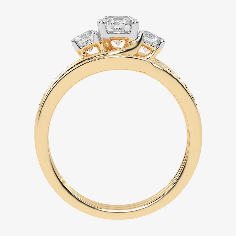 Love Lives Forever (G / Vs2-Si1) Womens 1 CT. T.W. Lab Grown White Diamond 10K Gold Side Stone 3-Stone Bridal Set