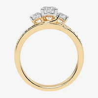 Love Lives Forever (G / Vs2-Si1) Womens 1 CT. T.W. Lab Grown White Diamond 10K Gold Side Stone 3-Stone Bridal Set