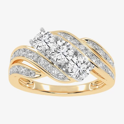 Love Lives Forever (G / Vs2-Si1) Womens 1 1/2 CT. T.W. Lab Grown White Diamond 10K Gold Side Stone 3-Stone Engagement Ring