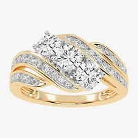 Love Lives Forever (G / Vs2-Si1) Womens 1 1/2 CT. T.W. Lab Grown White Diamond 10K Gold Side Stone 3-Stone Engagement Ring