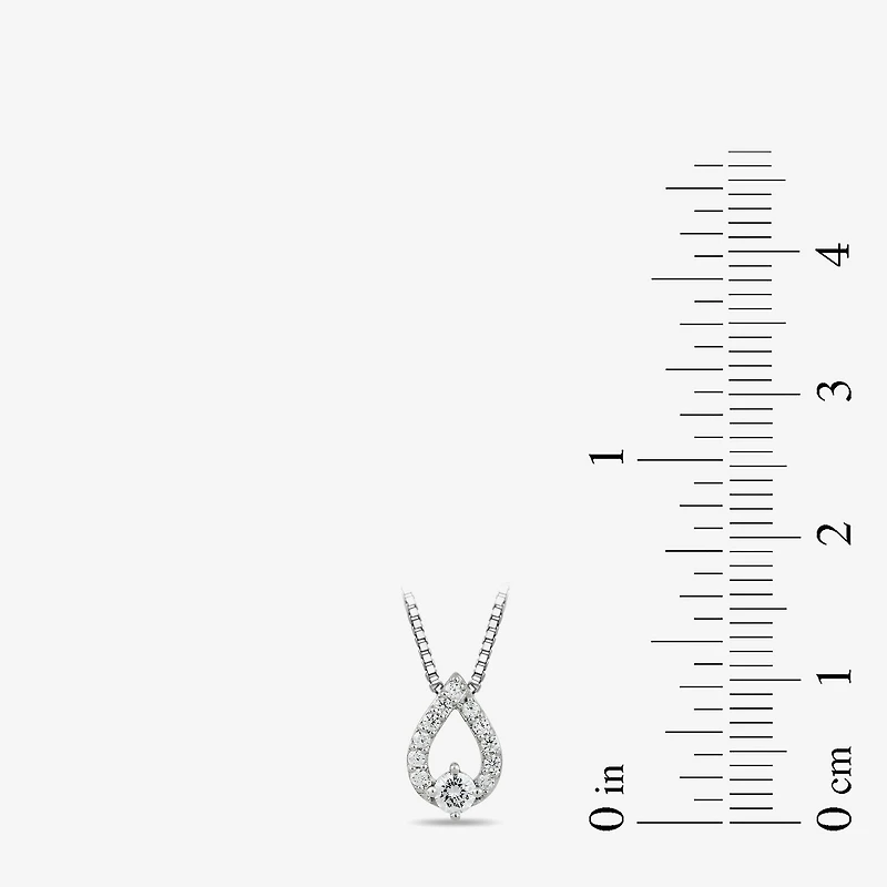 (I1-I2/ H) Womens 1/6 CT. T.W. Lab Grown White Diamond Sterling Silver Pear 18 Inch Pendant Necklace