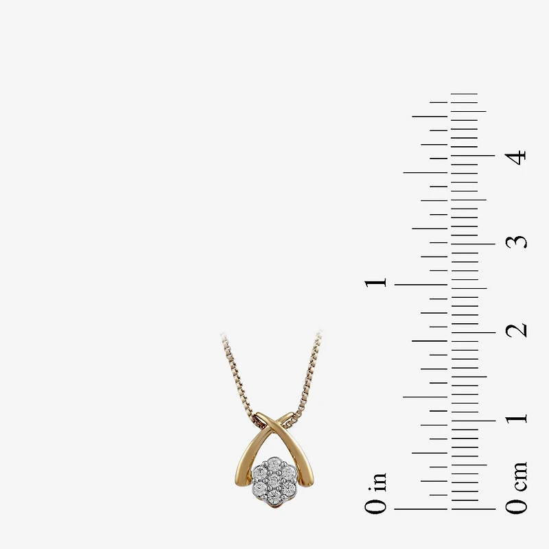 Diamond Blossom Womens 1/10 CT. T.W. Lab Grown White Diamond 14K Gold Over Silver Flower 18 Inch Pendant Necklace