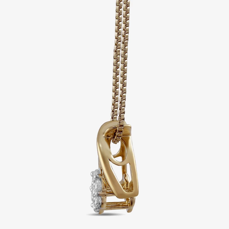 Diamond Blossom Womens 1/10 CT. T.W. Lab Grown White Diamond 14K Gold Over Silver Flower 18 Inch Pendant Necklace