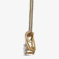 Diamond Blossom Womens 1/10 CT. T.W. Lab Grown White Diamond 14K Gold Over Silver Flower 18 Inch Pendant Necklace