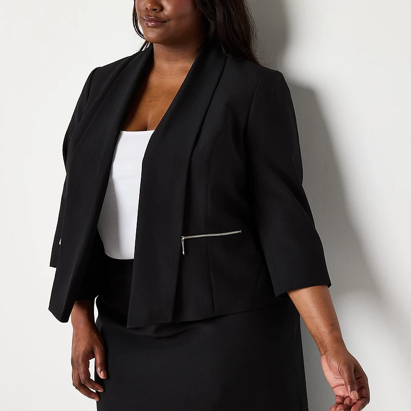 Black Label by Evan-Picone Womens Plus Classic Fit Suit Jacket