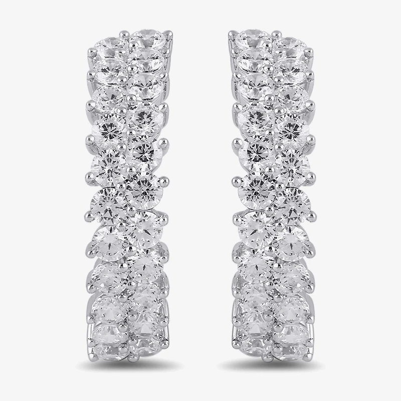 Womens 2 CT. T.W. Lab Grown White Diamond Sterling Silver 20.4mm Hoop Earrings