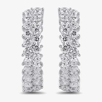 Womens 2 CT. T.W. Lab Grown White Diamond Sterling Silver 20.4mm Hoop Earrings
