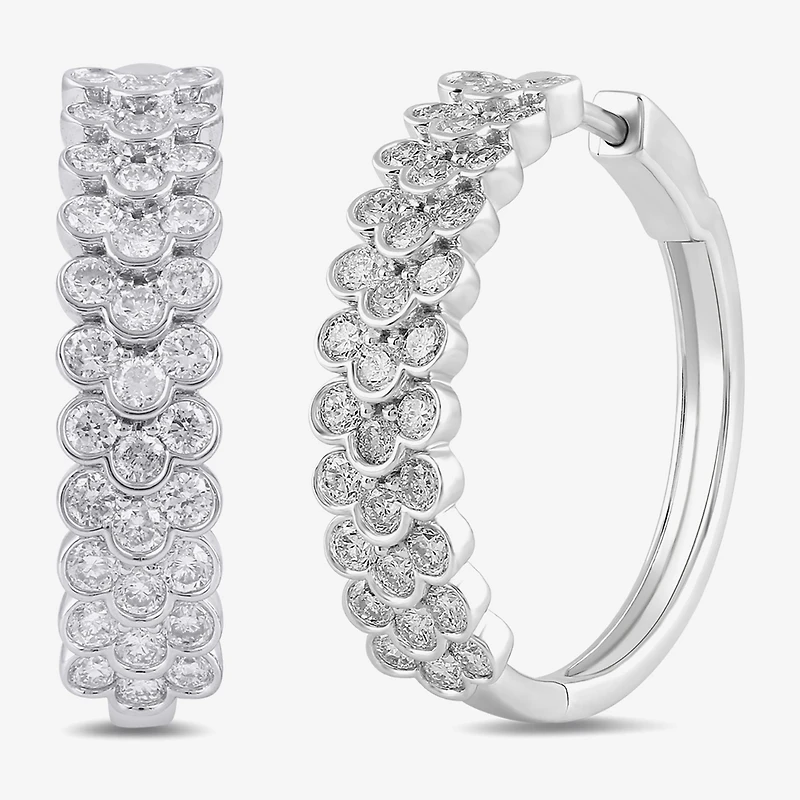 Womens 2 CT. T.W. Lab Grown White Diamond Sterling Silver 23.9mm Hoop Earrings
