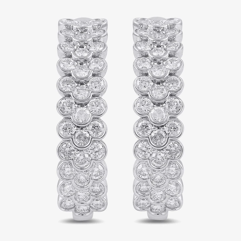 Womens 2 CT. T.W. Lab Grown White Diamond Sterling Silver 23.9mm Hoop Earrings