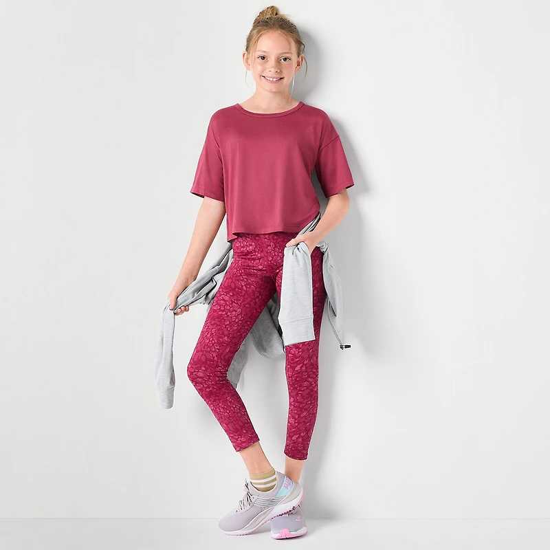 Xersion Little & Big Kid Girls Crew Neck Short Sleeve Active T-Shirt