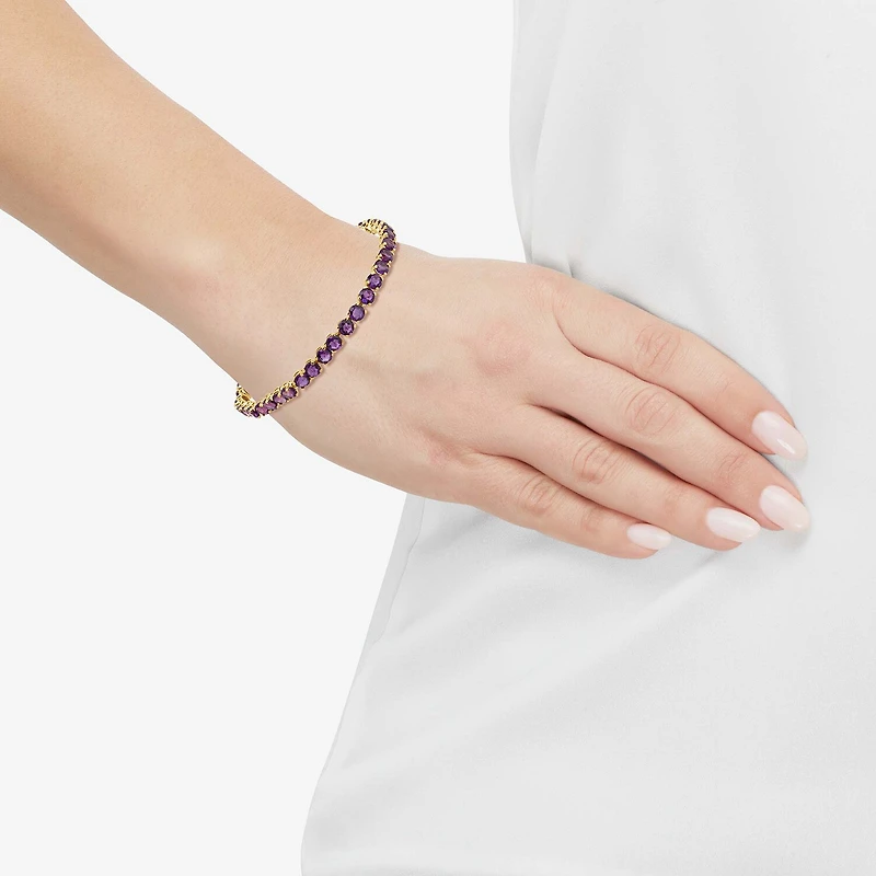 Limited Quantities! Womens Genuine Purple Amethyst 14K Gold 7 Inch Tennis Bracelet