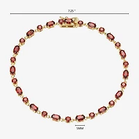 Womens Genuine Red Garnet 18K Gold Over Silver Oval 7.25 Inch Tennis Bracelet