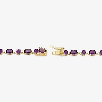 Womens Genuine Purple Amethyst 18K Gold Over Silver Oval 7.25 Inch Tennis Bracelet
