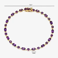 Womens Genuine Purple Amethyst 18K Gold Over Silver Oval 7.25 Inch Tennis Bracelet